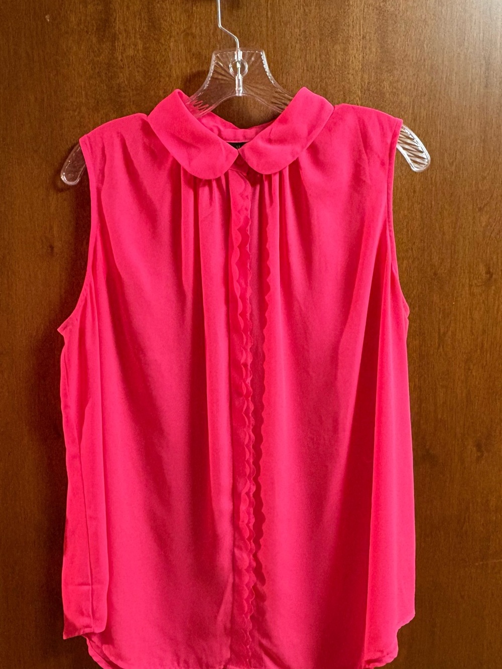 Worthington Sleeveless Blouse with Scalloped Placket - Hot Pink